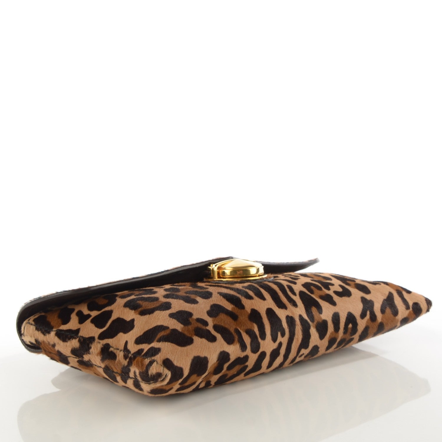 Prada Calf Hair Leopard Print Pushlock Envelope Clutch Miele 4 of 9