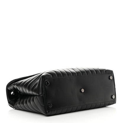 Saint Laurent Calfskin Y Quilted Monogram Monochrome Large Loulou Chain Satchel Black 3 of 17