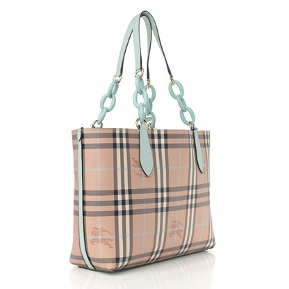 Burberry Calfskin Haymarket Check Small Reversible Tote Pale Opal 5 of 18