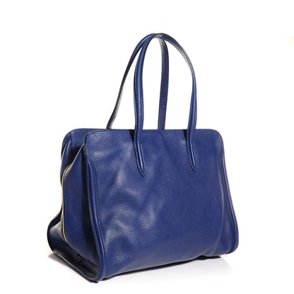 Alexander McQueen Pebbled Calfskin Large Skull Padlock Zip Around Tote Blue 2 of 8
