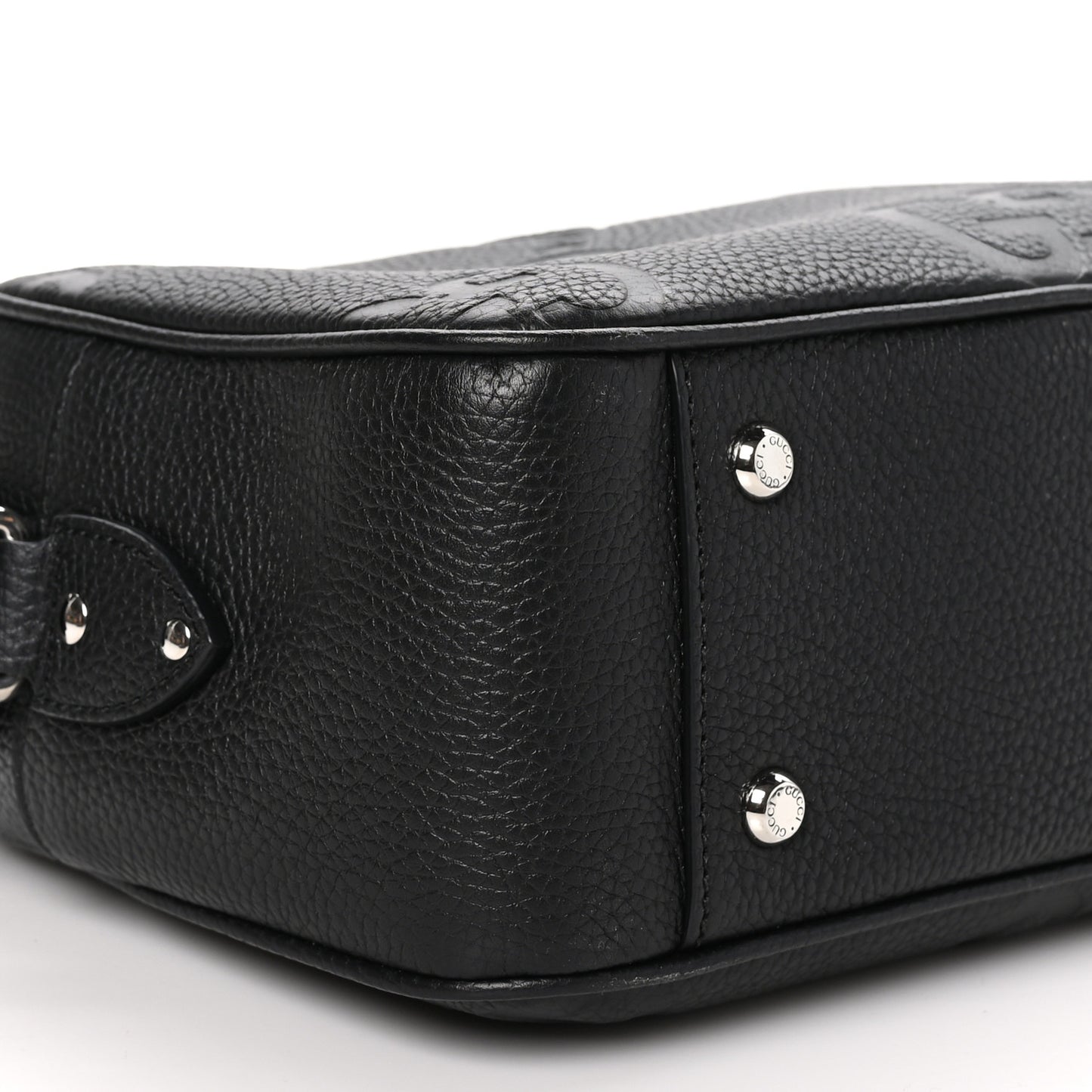 Piuma Calfskin Jumbo GG Embossed Medium Messenger Bag Black