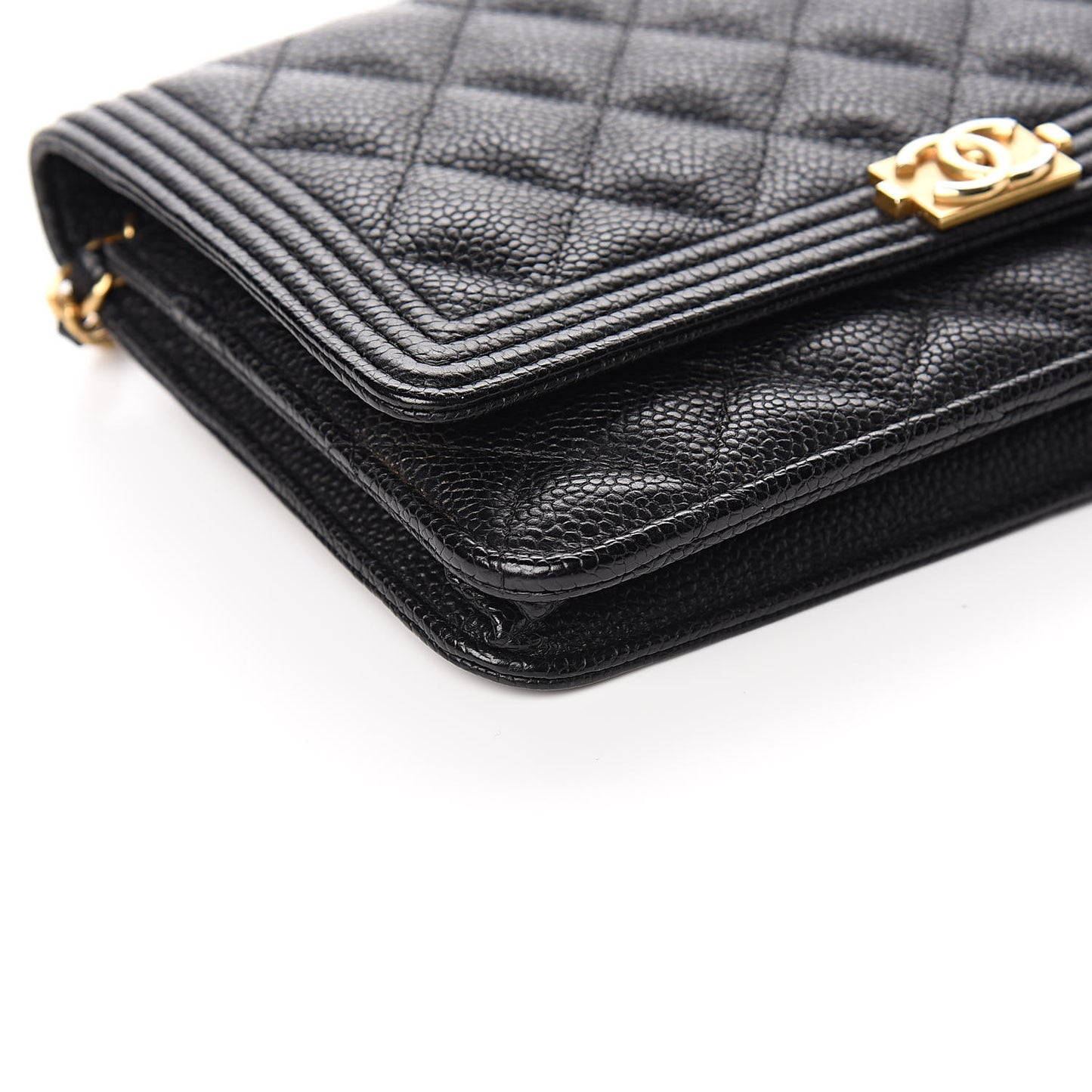 Caviar Quilted Boy Wallet On Chain WOC Black