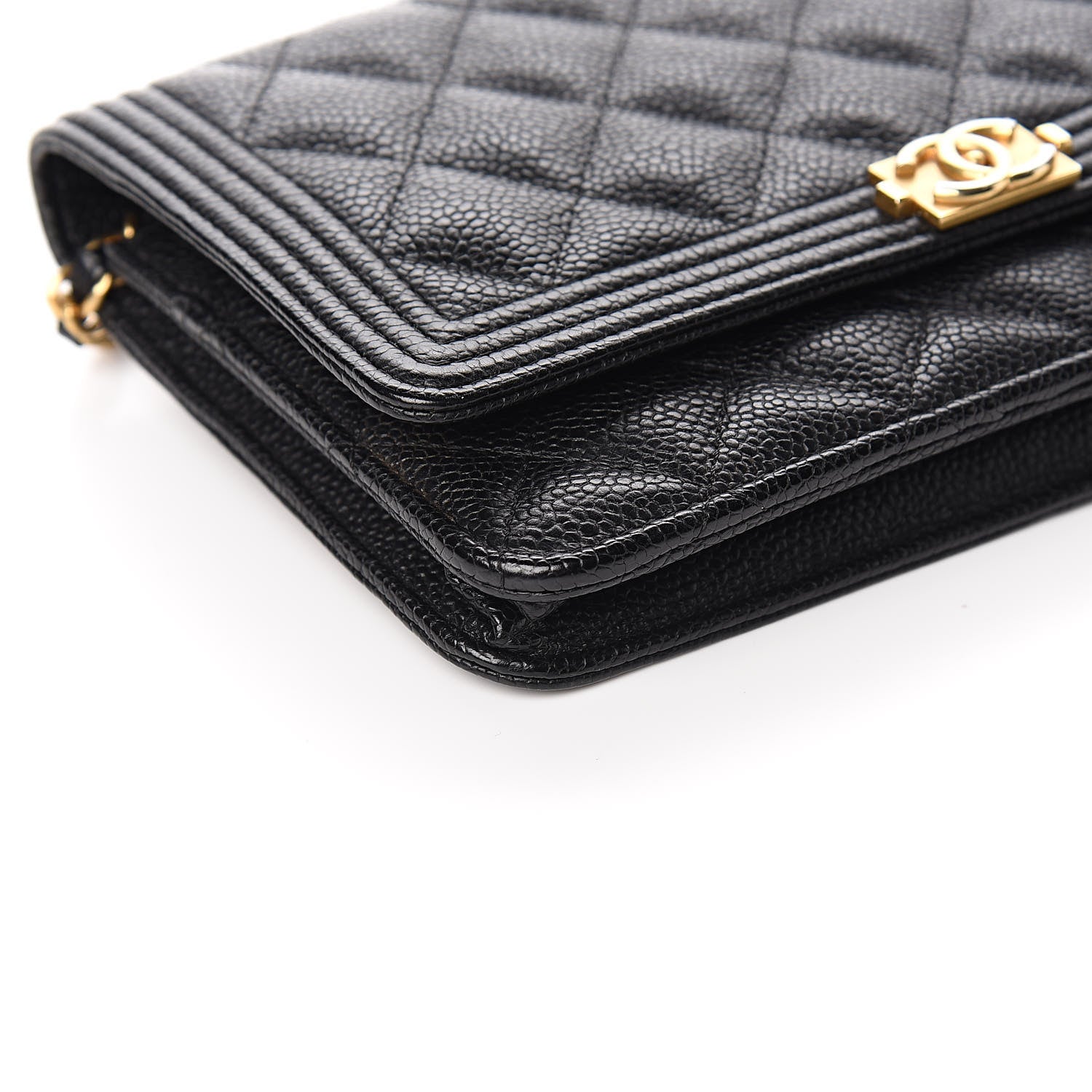 Chanel Caviar Quilted Boy Wallet On Chain WOC Black 9 of 12