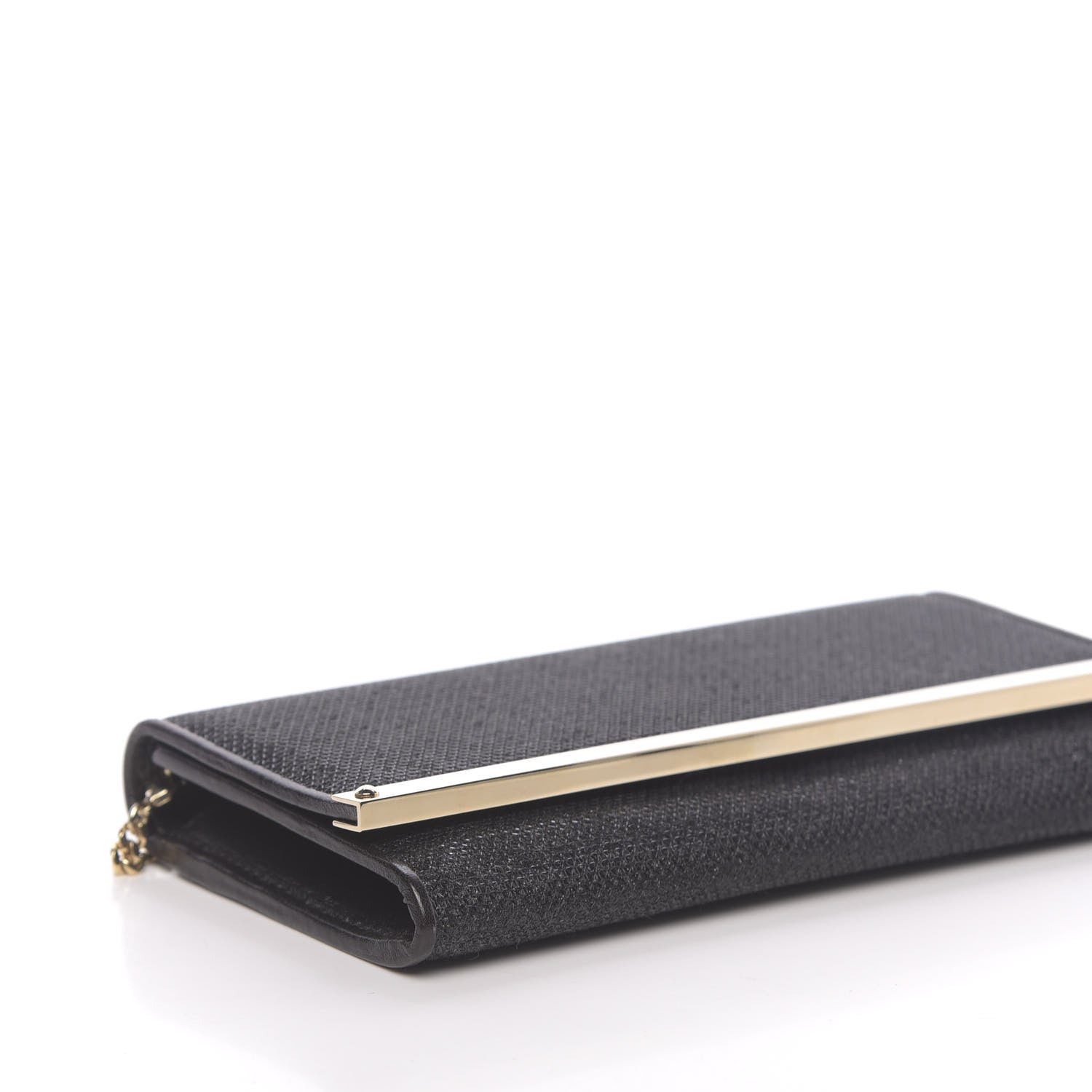 Jimmy Choo Glitter Fabric Milla Chain Wallet Black 7 of 10