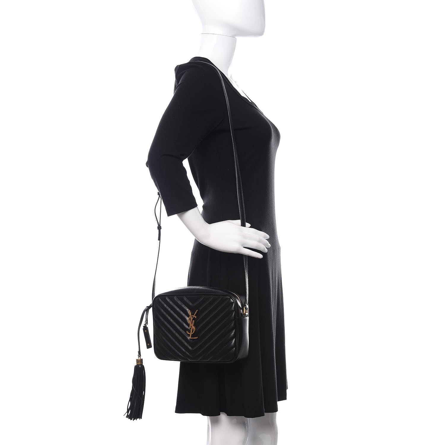 Saint Laurent Calfskin Matelasse Monogram Lou Camera Bag Black 2 of 13
