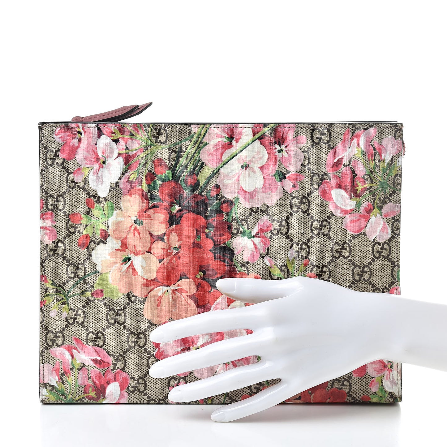GG Supreme Monogram Blooms Large Cosmetic Case Beige Multicolor Dry Rose