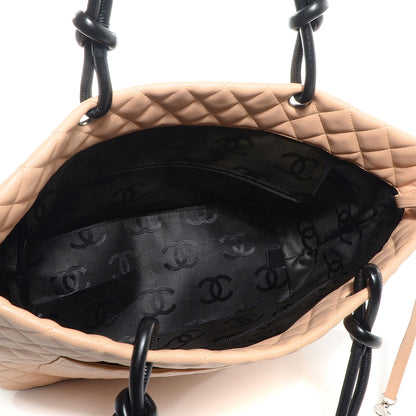 Chanel Calfskin Quilted Large Cambon Tote Beige Black 5 of 9