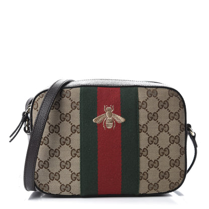 Gucci GG Supreme Monogram Web Small Webby Bee Shoulder Bag Dark Brown 1 of 10