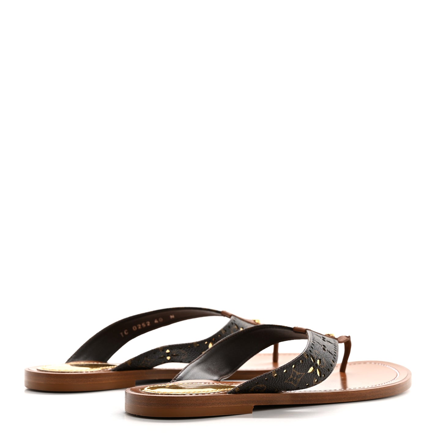 Monogram Sunny Flat Thong Sandals 40 Brown