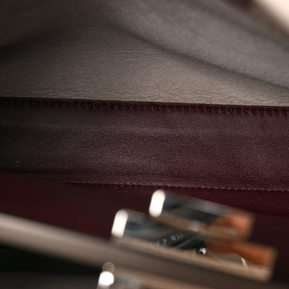 Fendi Vitello Seta Shiny Nappa Medium Peekaboo Iconic Satchel Grigio Polvere Bordeaux 5 of 7