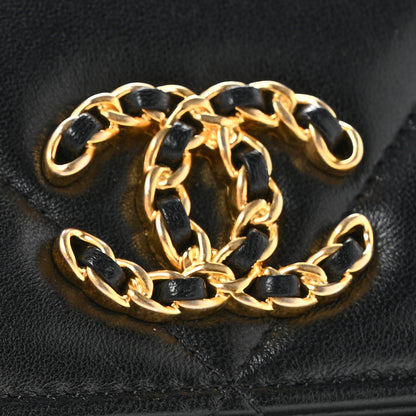 Chanel Lambskin Quilted Chanel 19 Flap Wallet Black 12 of 12