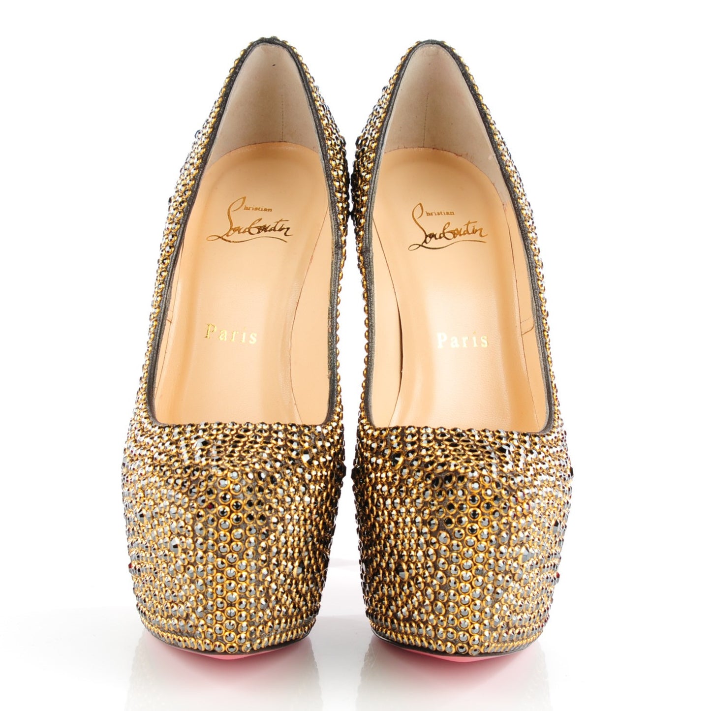 Crystal Suede Burma Daffodile Strass 160 Pumps 37.5 Hematite Gold