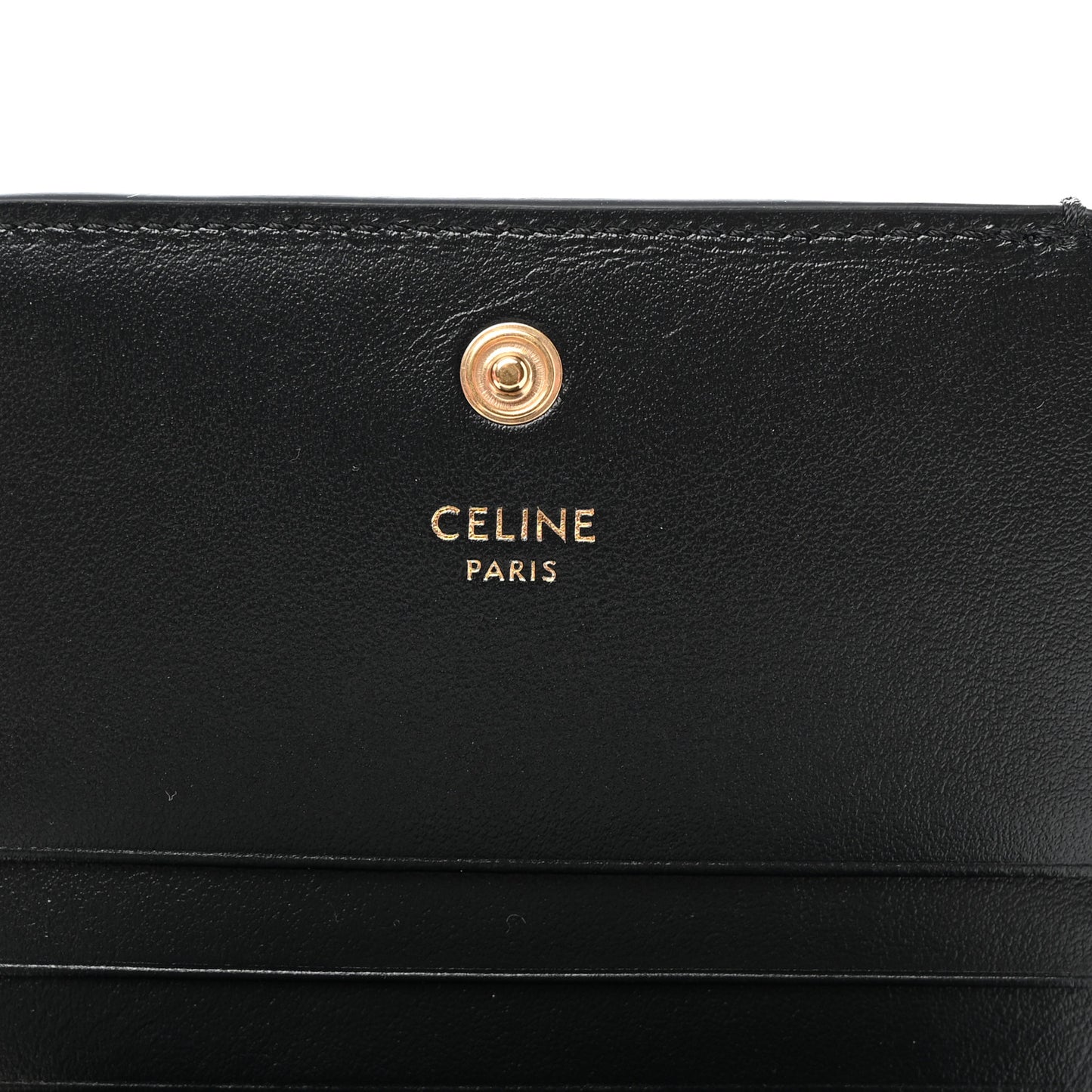 Shiny Calfskin Triomphe Compact Wallet Black