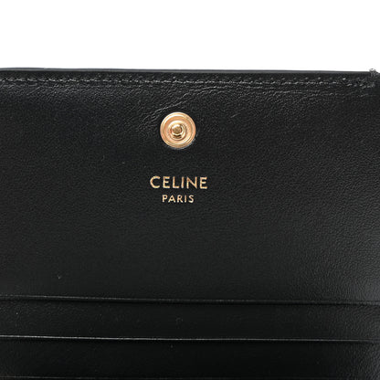 Celine Shiny Calfskin Triomphe Compact Wallet Black 7 of 8