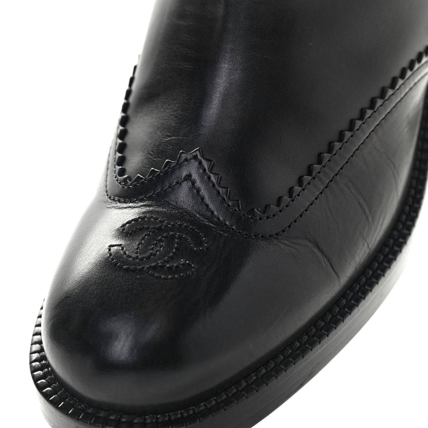 Calfskin Lace Up Knee High Boots 40 Black