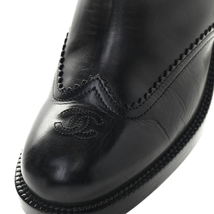 Chanel Calfskin Lace Up Knee High Boots 40 Black 11 of 11