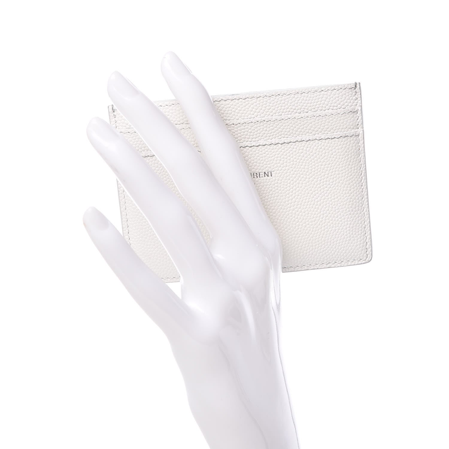 Saint Laurent Grain De Poudre Card Case White 2 of 7