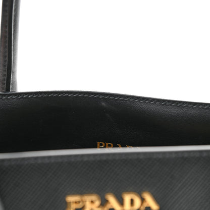 Prada Saffiano Cuir Calfskin Large Double Handle Bag Black 9 of 10