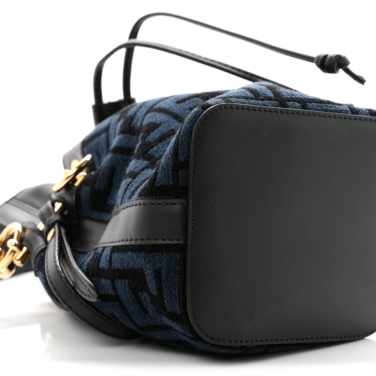 Chenille Vitello King FF Mini Mon Tresor Bucket Bag Blue Black