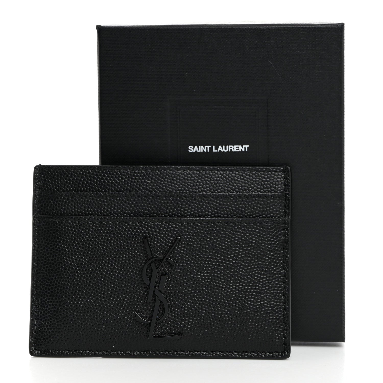 Saint Laurent Grain De Poudre Monogram Credit Card Case Black 8 of 8