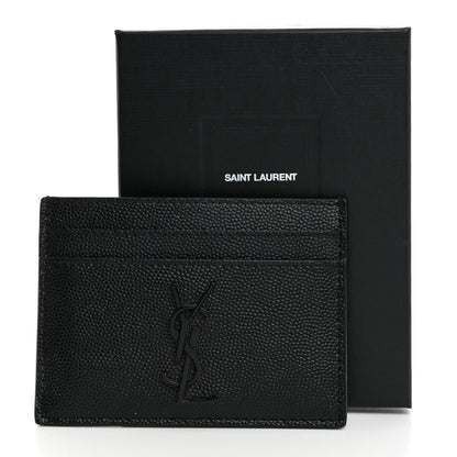 Saint Laurent Grain De Poudre Monogram Credit Card Case Black 8 of 8
