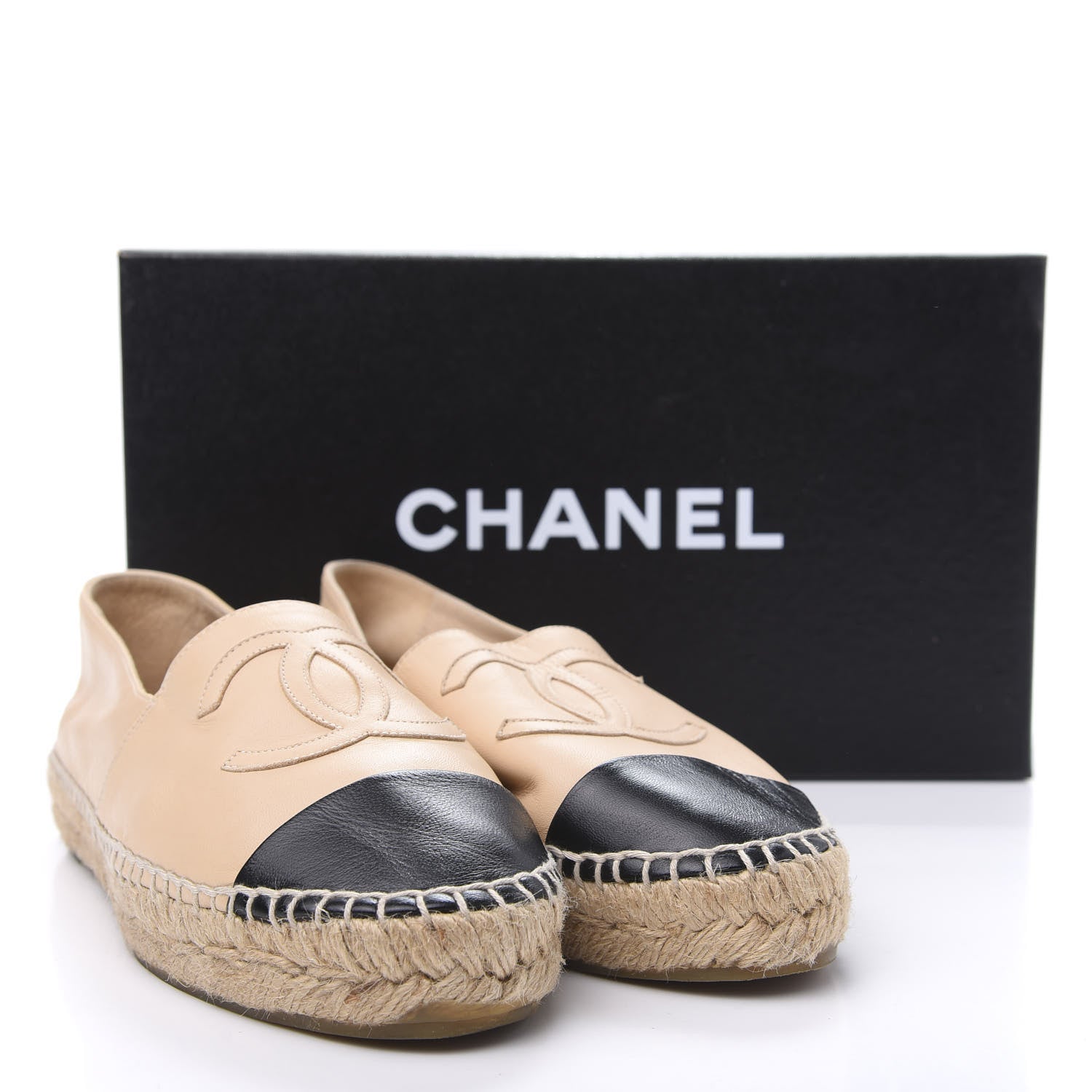 Chanel Lambskin CC Espadrilles 36 Beige Black 12 of 12