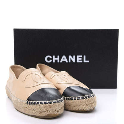 Chanel Lambskin CC Espadrilles 36 Beige Black 12 of 12