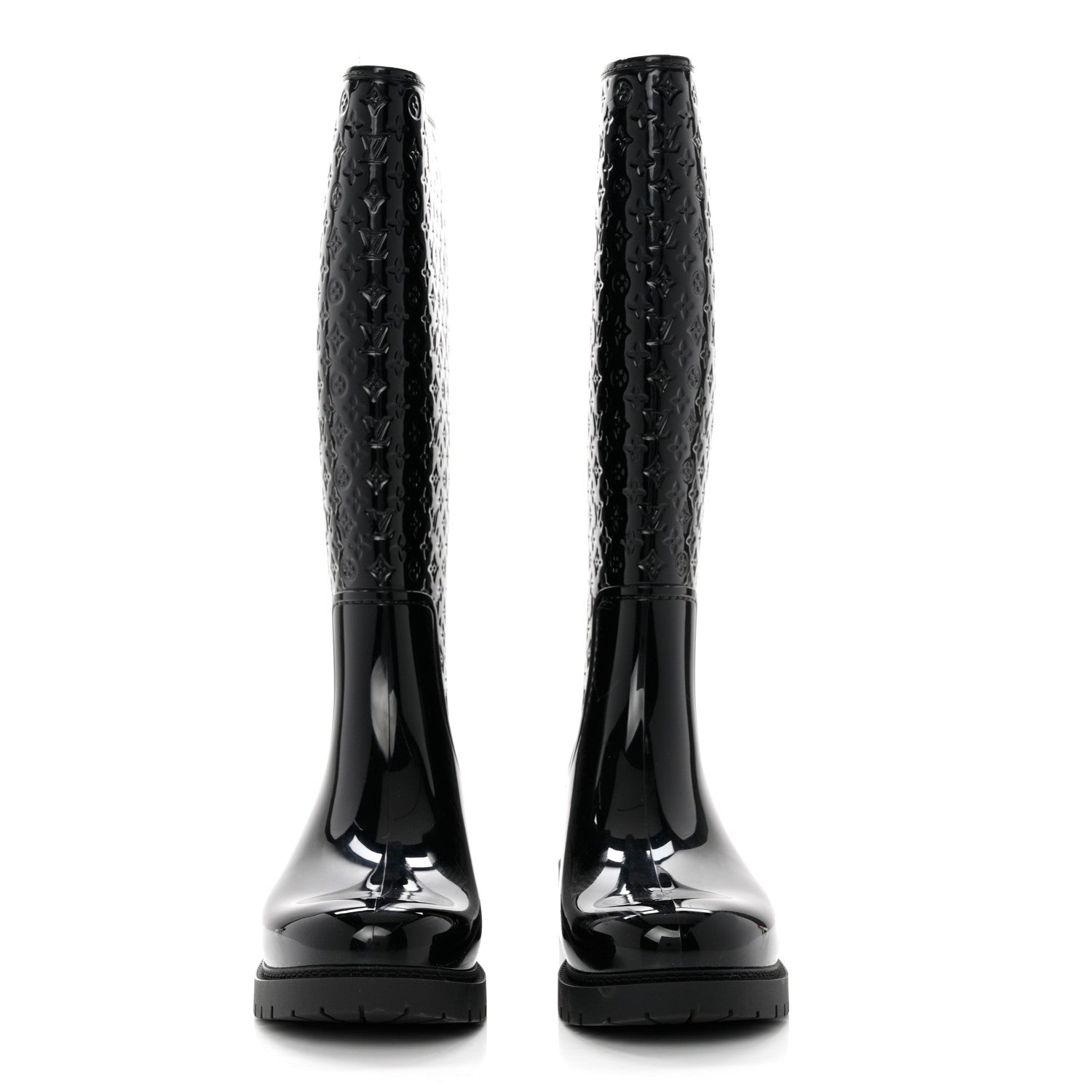 Louis Vuitton Rubber Embossed Monogram Splash Rain Boots 41 Black 2 of 7