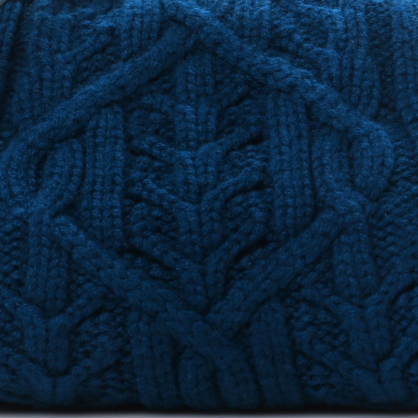 Cashmere Cable Knit Pontaccio Puffy Pouch Clutch Bag Blue