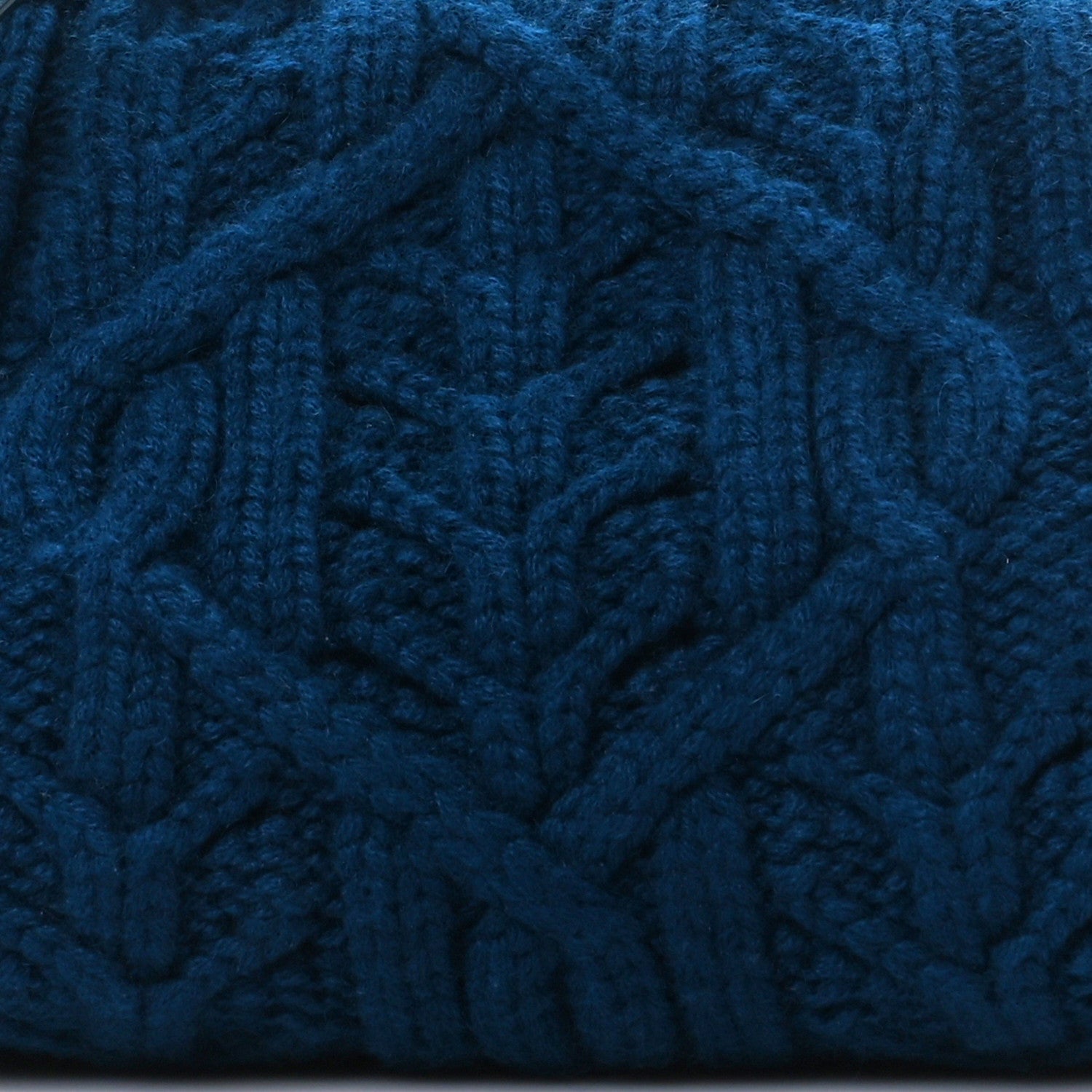 Loro Piana Cashmere Cable Knit Pontaccio Puffy Pouch Clutch Bag Blue 7 of 9