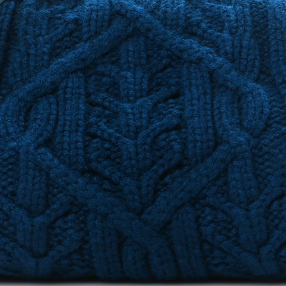 Loro Piana Cashmere Cable Knit Pontaccio Puffy Pouch Clutch Bag Blue 7 of 9