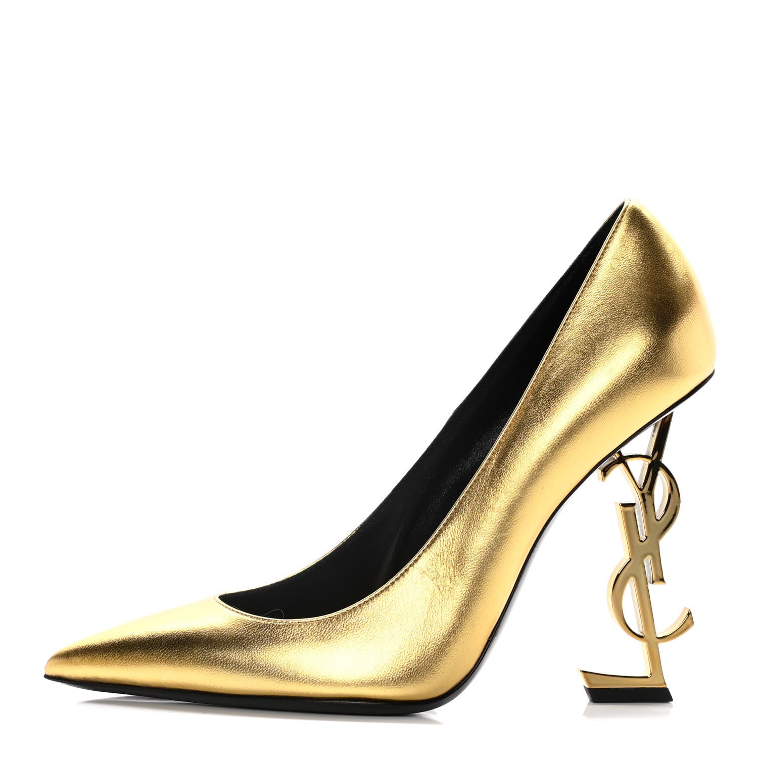 Saint Laurent Calfskin Opyum 100 Pumps 39 Gold 1 of 16