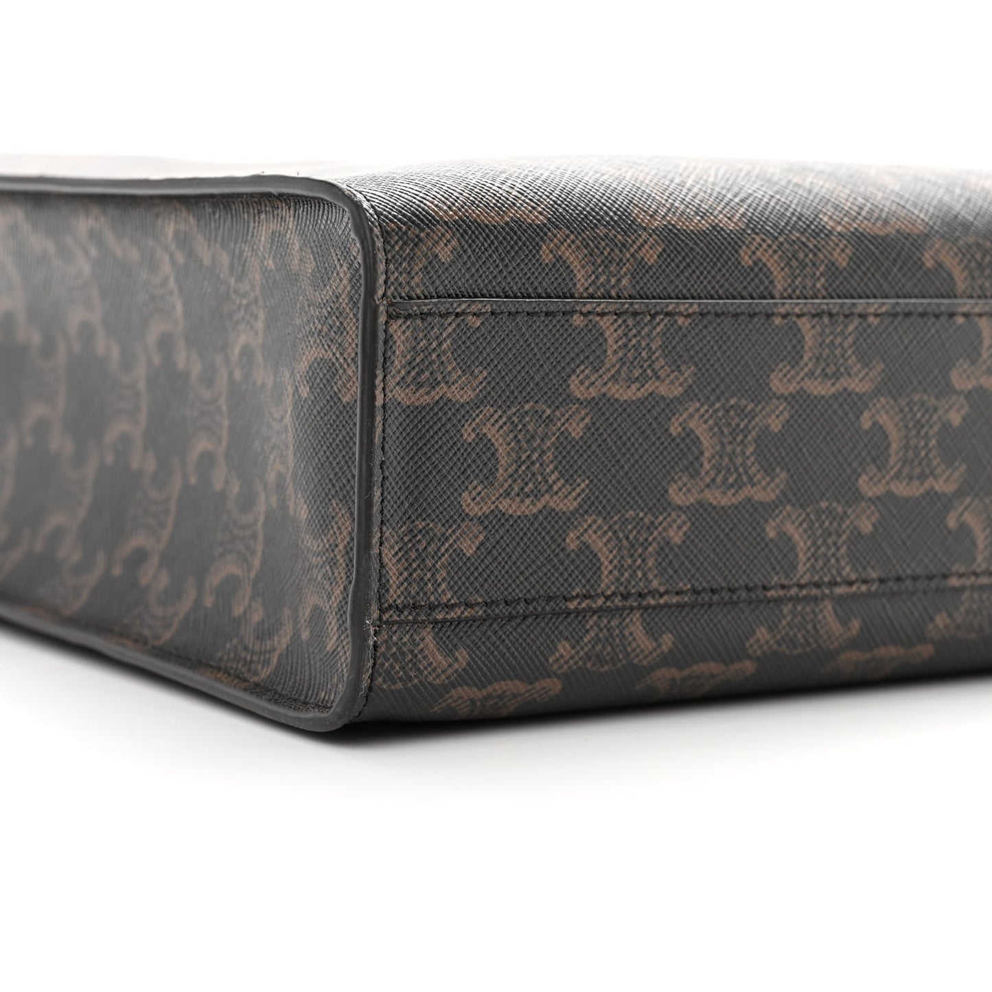 Triomphe Canvas Calfskin Small Vertical Cabas Tan