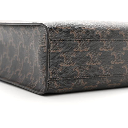 Celine Triomphe Canvas Calfskin Small Vertical Cabas Tan 8 of 9