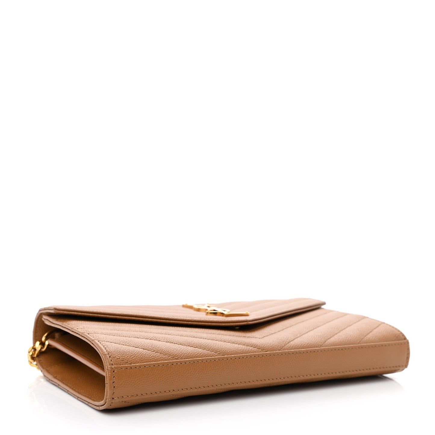 Grain De Poudre Matelasse Chevron Monogram Chain Wallet Dark Natural