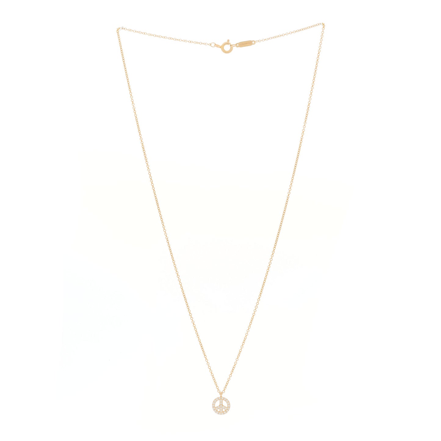 18K Rose Gold Diamond Mini Metro Peace Pendant Necklace