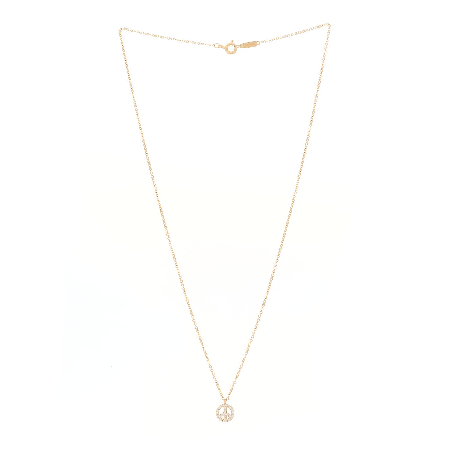 Tiffany 18K Rose Gold Diamond Mini Metro Peace Pendant Necklace 3 of 5