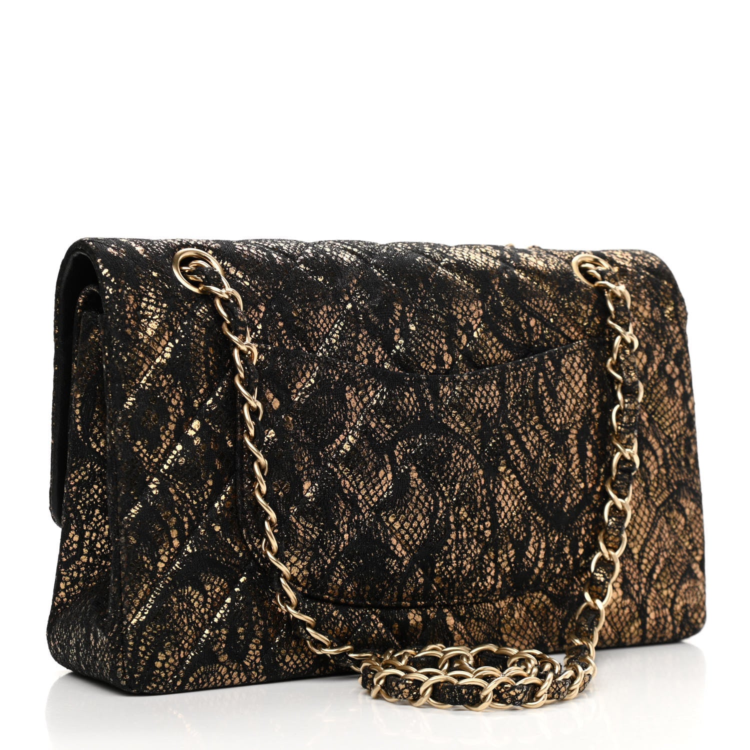 Chanel Lace Metallic Goatskin Medium Double Flap Gold 3 of 11