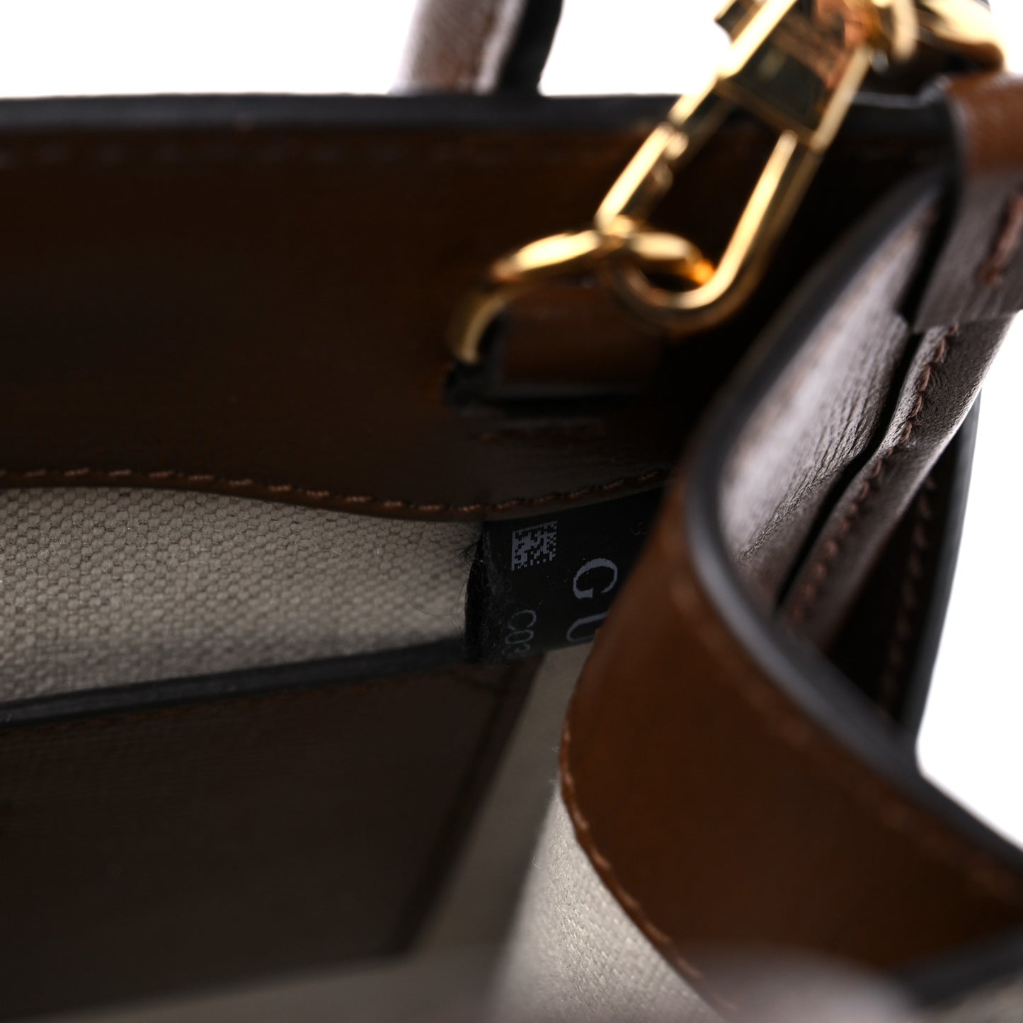GG Supreme Monogram Azalea Calfskin Mini Retro Interlocking G Tote Bag Beige Ebony Brown Sugar