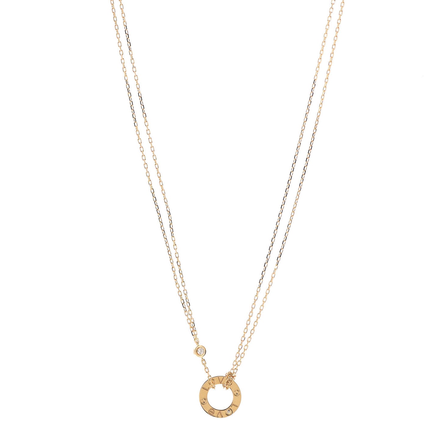 18K Yellow Gold 2 Diamond LOVE Necklace