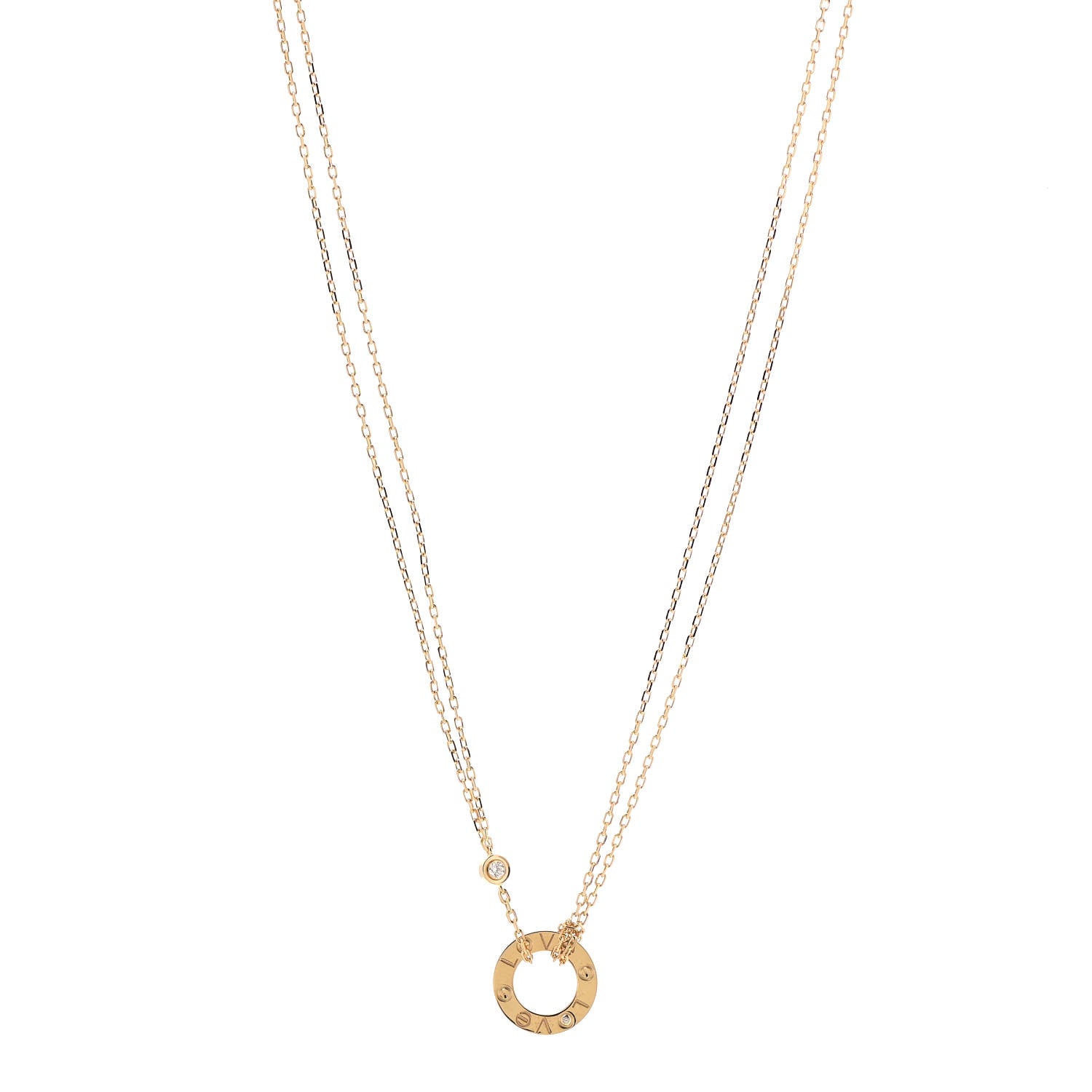 Cartier 18K Yellow Gold 2 Diamond LOVE Necklace 1 of 6