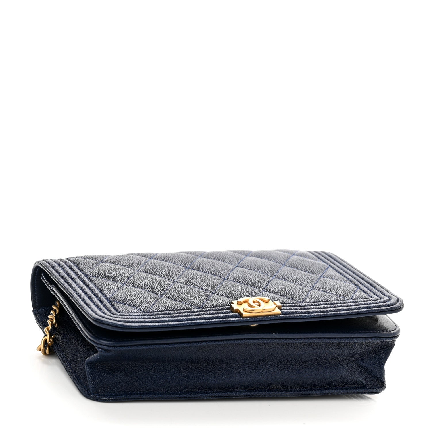 Chanel Caviar Quilted Boy Wallet On Chain WOC Navy 4 of 13