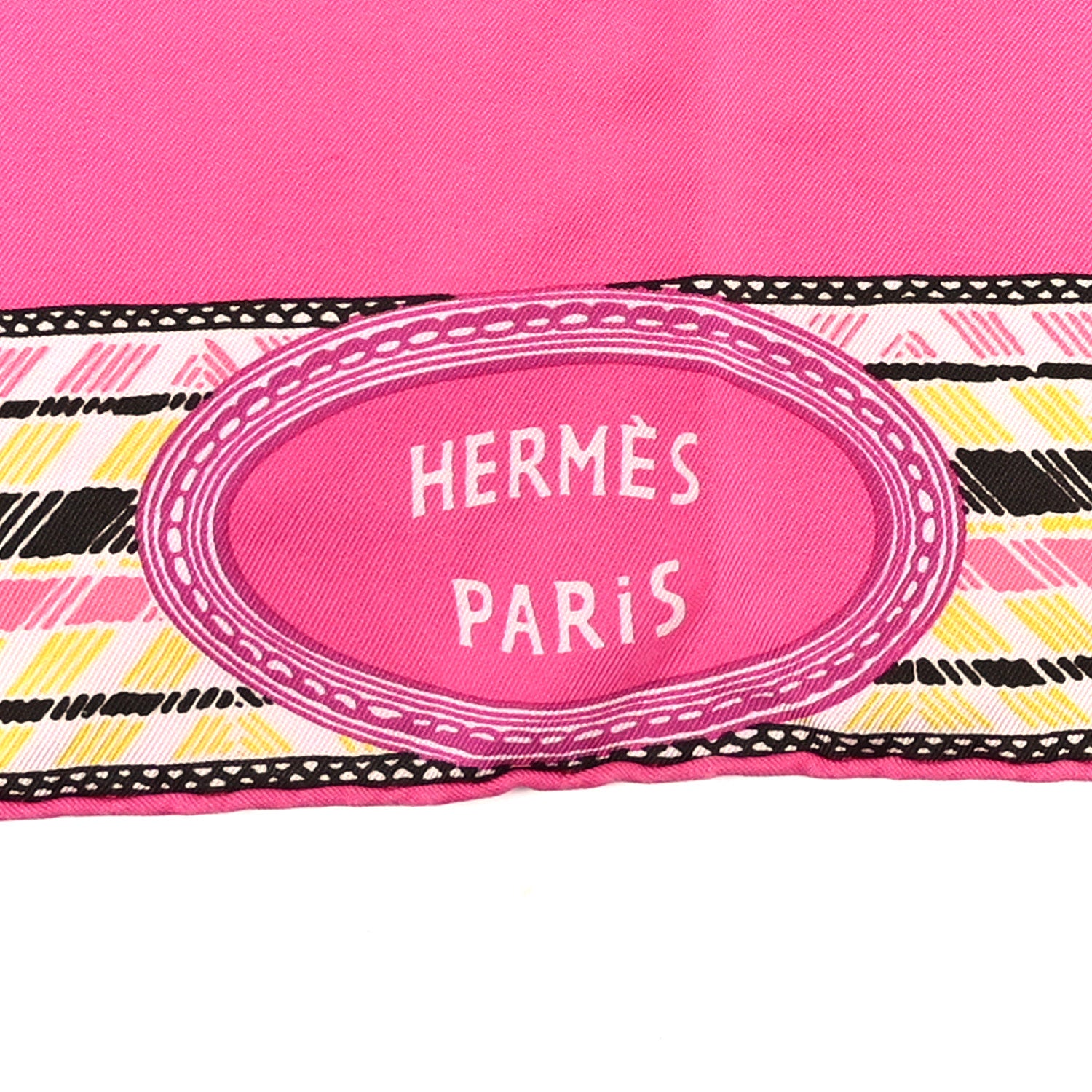 Hermes Silk Favori Du Faubourg Scarf 90 Rose Black Jaune 2 of 4