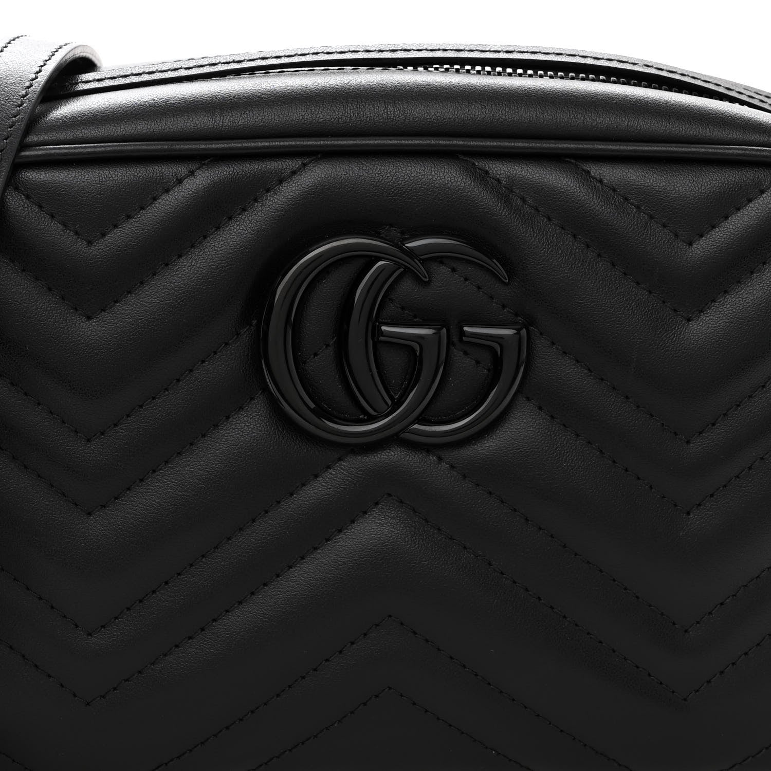 Gucci Calfskin Matelasse Monochrome Small GG Marmont Chain Shoulder Bag Black 7 of 10