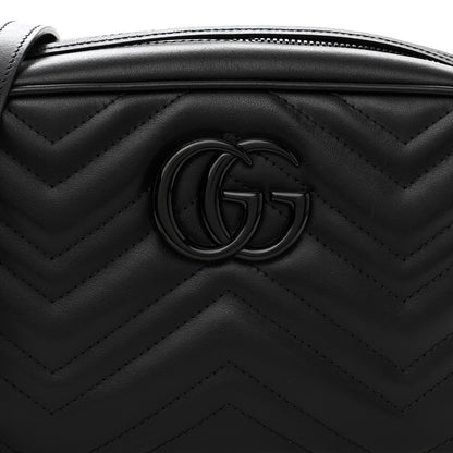 Gucci Calfskin Matelasse Monochrome Small GG Marmont Chain Shoulder Bag Black 7 of 10
