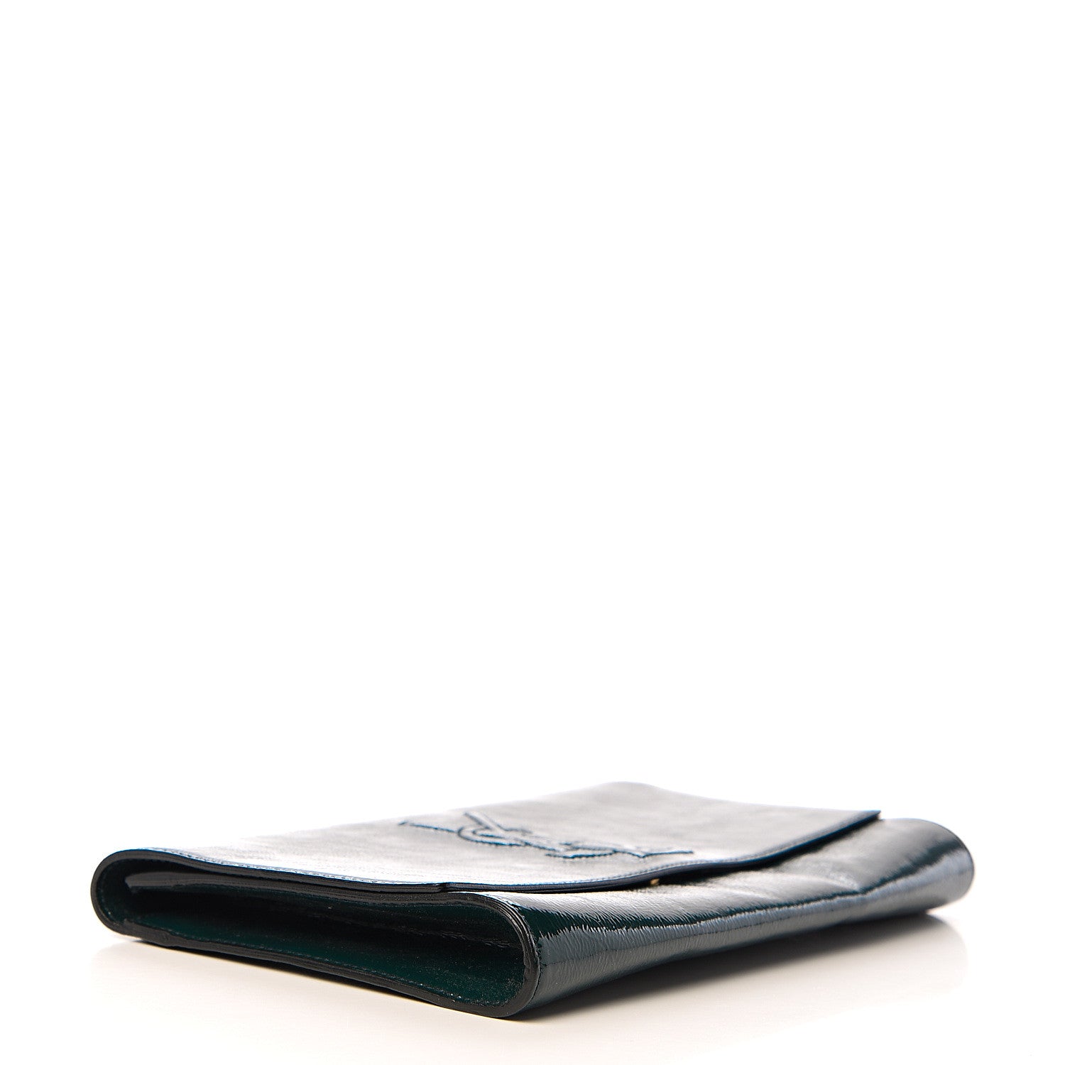 Saint Laurent Textured Patent Calfskin Large Belle De Jour Clutch Green 3 of 10