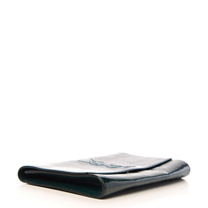 Saint Laurent Textured Patent Calfskin Large Belle De Jour Clutch Green 3 of 10