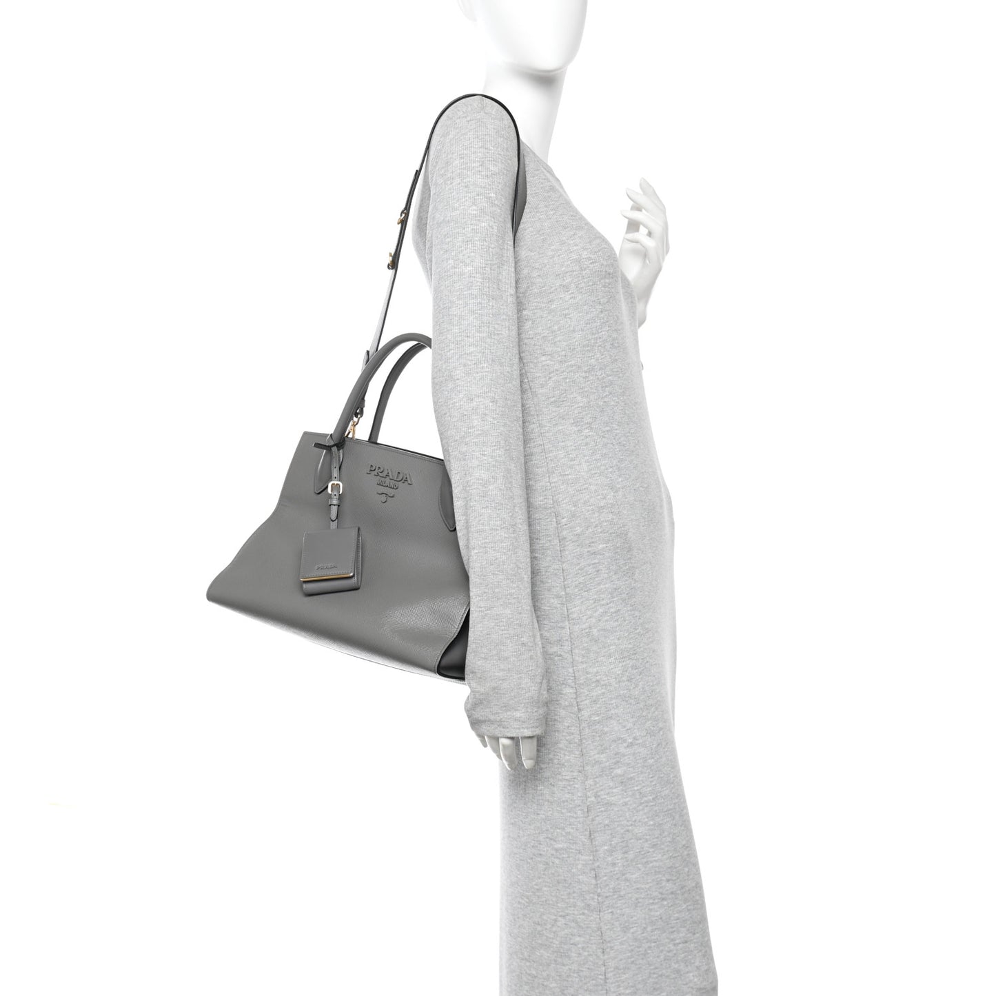 Saffiano Cuir Calfskin Medium Monochrome Top Handle Tote Ardesia
