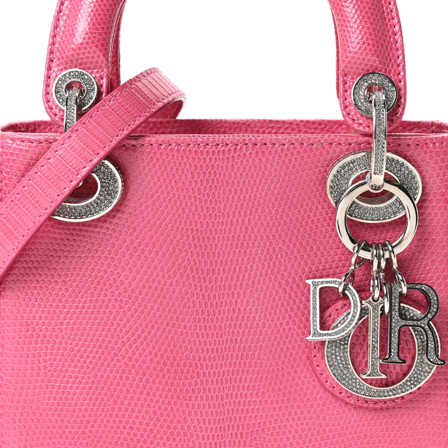 Christian Dior Lizard Swarovski Crystal Mini Lady Dior Dark Pink 8 of 11