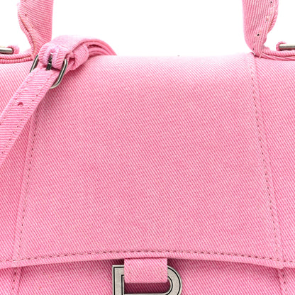 Balenciaga Washed Denim Small Hourglass Top Handle Bag Denim Pink 7 of 9